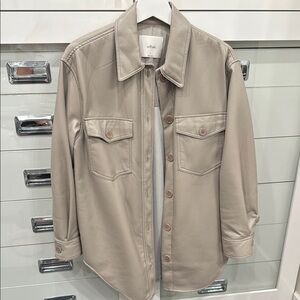 Aritzia Beige Button-Up Shirt Jacket